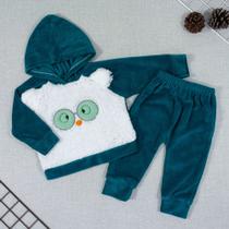 Conjunto de bebê plush capuz e pelucia verde Conjunto de bebê plush capuz e pelucia verde