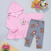 Conjunto de Bebê Rosa Claro Cute Bear - Moletom para Meninas