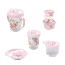 Conjunto de bebê rosa menina 5 und organização alimentar - Plasútil