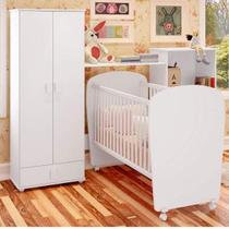 Conjunto de Bebê Sonho Mágico com Guarda Roupa 2 Portas, Cômoda e Berço Espresso Móveis