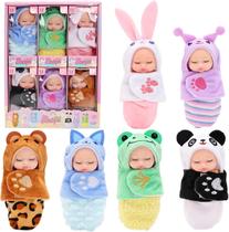 Conjunto de bebê Toy Dolls Triamisus de 4" com 6 sacos de dormir para animais