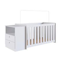 Conjunto de Berço com Colchão (130x60cm) e Cômoda Aconchego 2 GV Branco