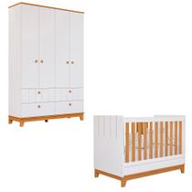 Conjunto de Berço e Roupeiro Biscoito 4 Portas e 4 Gavetas Conjunto de Berço e Roupeiro Biscoito 4 Portas e 4 Gavetas
