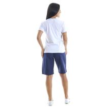Conjunto de Bermuda de Brim Colorida e Camiseta Branca 100% Algodão Cor:Azul marinhoTamanho:GG