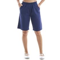 Conjunto de Bermuda de Brim Colorida e Camiseta Branca 100% Algodão Cor:Azul marinhoTamanho:M