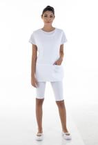 Conjunto de Bermuda Legging Camiseta MC e Bata, Faxineira, Baba, Arrumadeira Cor:BrancoTamanho:M