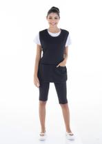 Conjunto de Bermuda Legging Camiseta MC e Bata, Faxineira, Baba, Arrumadeira Cor:PretoTamanho:EXG