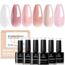 Conjunto de besouros Builder Gel 7 em 1 Nude Pink Glitter 6 cores