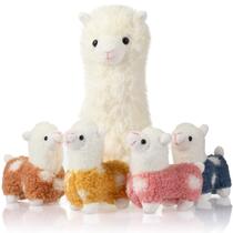 Conjunto de bichos de pelúcia Civaner Llama com 4 bebês de pelúcia alpaca de 28 cm
