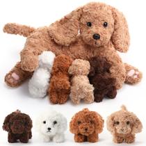 Conjunto de bichos de pelúcia Hydren Labradoodle Dog com 4 filhotes de 40 cm
