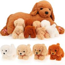 Conjunto de bichos de pelúcia Hydren Nurturing Dog Golden Retriever com filhotes