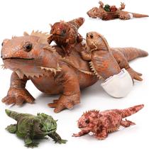 Conjunto de bichos de pelúcia Lenwen Bearded Dragon com 4 filhotes de lagartos
