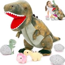 Conjunto de bichos de pelúcia MoriSmos Dinosaur Mommy + 3 Baby Dino