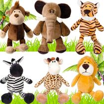 Conjunto de bichos de pelúcia Safari Jungle Animal Toys para crianças, 6 unidades Conjunto de bichos de pelúcia Safari Jungle Animal Toys para crianças, 6 unidades