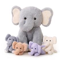 Conjunto de bichos de pelúcia Vposyako Elephant 1 mamãe com 4 bebês
