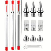Conjunto De Bicos E Agulhas Para Aerógrafo 0.2mm 0.3mm 0.5mm Com Chave, Acessórios E Peças De Conjunto De Bicos E Agulhas Para Aerógrafo 0.2mm 0.3mm 0.5mm Com Chave, Acessórios E Peças De