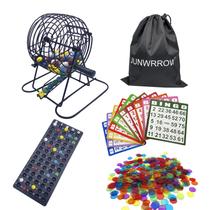 Conjunto de bingo JUNWRROW Deluxe com 1000 fichas, 100 cartas e 75 bolas