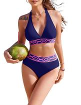 Conjunto de biquíni AI'MAGE, maiô feminino de cintura alta, azul marinho