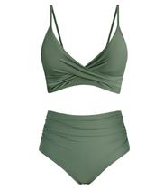 Conjunto de Biquíni Amy Babe Cintura Alta com Push Up Verde Oliva P Conjunto de Biquíni Amy Babe Cintura Alta com Push Up Verde Oliva P