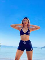 Conjunto de Biquíni Asa Delta com Short Suplex Tecido Premium Preto Tamanho Único