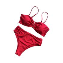 Conjunto De Biquíni Bandeau Sexy Com Efeito Push up Para Mulheres 2024 Moda Praia Brasileira