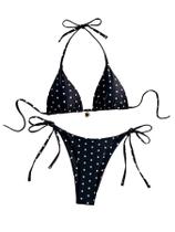 Conjunto de biquíni BEAUDRM feminino Gingham Triangle Thong