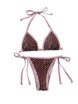 Conjunto de biquíni BEAUDRM feminino Gingham Triangle Thong