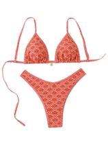 Conjunto de biquíni BEAUDRM Y2k Floral Triangle Tie Back Orange Women