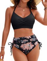 Conjunto de biquíni Blooming Jelly feminino de cintura alta preto GG Conjunto de biquíni Blooming Jelly feminino de cintura alta preto GG