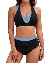 Conjunto de biquíni BMJL, roupa de banho feminina de cintura alta para controle de barriga