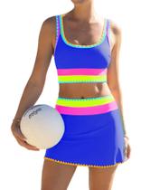 Conjunto de Biquíni Cintura Alta Neon com Controle de Barriga M