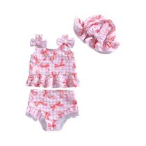 Conjunto De Biquíni Com Estampa Xadrez Para Meninas, 3 Peças, Regata Sem Mangas Com Calcinha,