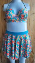 Conjunto de Biquini com Saia Fafa Cor Azul Tamanho 50 Conjunto de Biquini com Saia Fafa Cor Azul Tamanho 50