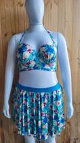 Conjunto de Biquini com Saia Fafa Cor Azul Tamanho 54 Conjunto de Biquini com Saia Fafa Cor Azul Tamanho 54
