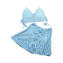 Conjunto de Biquíni Crochê Feminino - Duas Peças com Saída de Praia Conjunto de Biquíni Crochê Feminino - Duas Peças com Saída de Praia