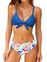Conjunto de biquíni CUPSHE com estampa floral Knot Bunny Tie para mulheres Conjunto de biquíni CUPSHE com estampa floral Knot Bunny Tie para mulheres