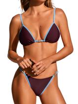 Conjunto de biquíni CUPSHE Diamond com decote em V, triângulo, bloco de cores Conjunto de biquíni CUPSHE Diamond com decote em V, triângulo, bloco de cores