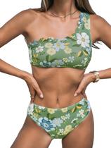 Conjunto de biquíni CUPSHE feminino com um ombro e cintura média recortado