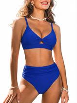 Conjunto de biquíni CUPSHE, maiô feminino de cintura alta azul royal XS