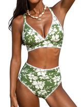 Conjunto de biquíni CUPSHE, maiô feminino de cintura alta, cobertura total