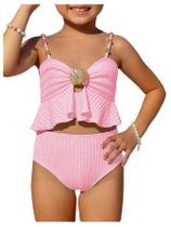 Conjunto de biquíni de praia de 2 peças para meninas MakeMeChic, 5Y Conjunto de biquíni de praia de 2 peças para meninas MakeMeChic, 5Y
