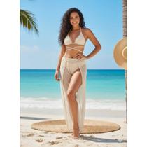 Conjunto de biquini Deusa Tropical O Biquíni Glamour com Saída de Praia Fenda Luxuosa vestido tele Conjunto de biquini Deusa Tropical O Biquíni Glamour com Saída de Praia Fenda Luxuosa vestido tele