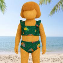 Conjunto de Biquíni e Tanga Infantil Babado Tropicais Moda Praia Gritty 71