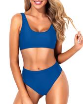 Conjunto de Biquíni Esportivo Tempt Me Azul Cintura Alta XL