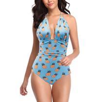 Conjunto de biquíni estampado feminino Swimsuits siameses Swimwear Beach Suit