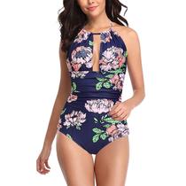 Conjunto de biquíni estampado feminino Swimsuits siameses Swimwear Beach Suit