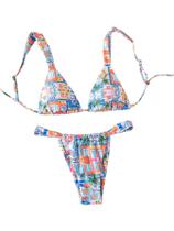 Conjunto de biquíni feminino de cintura alta com estampa floral Conjunto de biquíni feminino de cintura alta com estampa floral