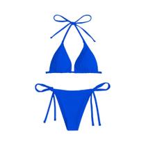 Conjunto de biquíni feminino de três pontos de cor sólida com alça