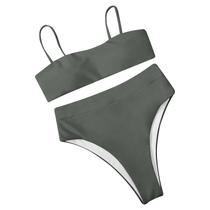 Conjunto de biquíni feminino moda maiô de duas peças preenchido Soild Swimwear Beachwear