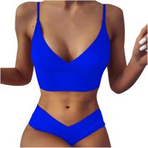 Conjunto de biquíni feminino moda maiô de duas peças preenchido Soild Swimwear Beachwear
